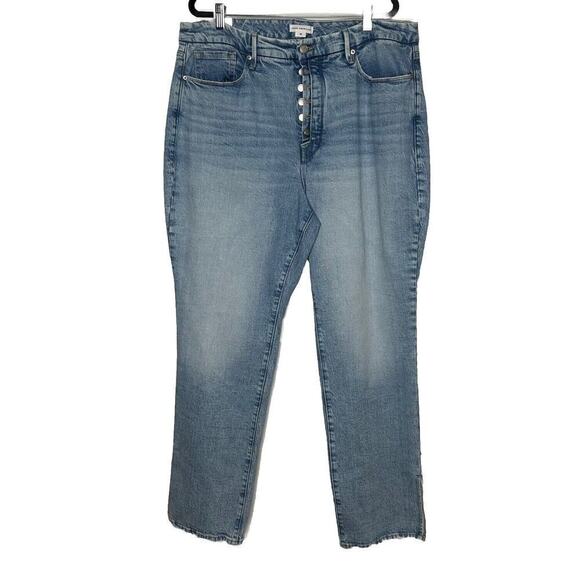 NWT Good American Good Boy Straight Curve Jeans Indigo Light Wash Women Blue 16 - Picture 3 of 7